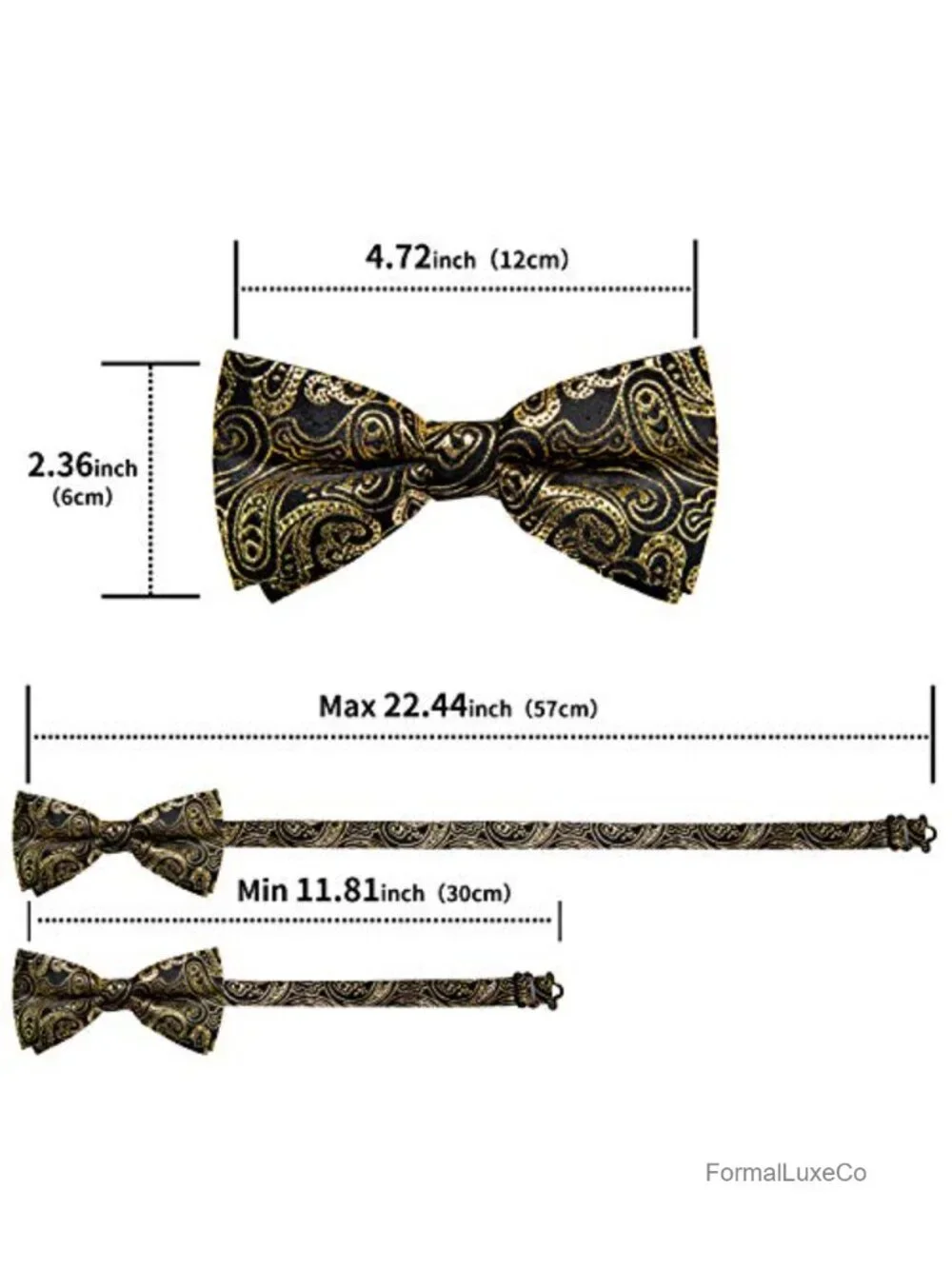 Silk Pre-Tied Bowtie Set with Handkerchief & Cufflinks, Gift Box